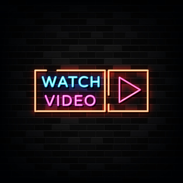 Watch video neon sign illustration