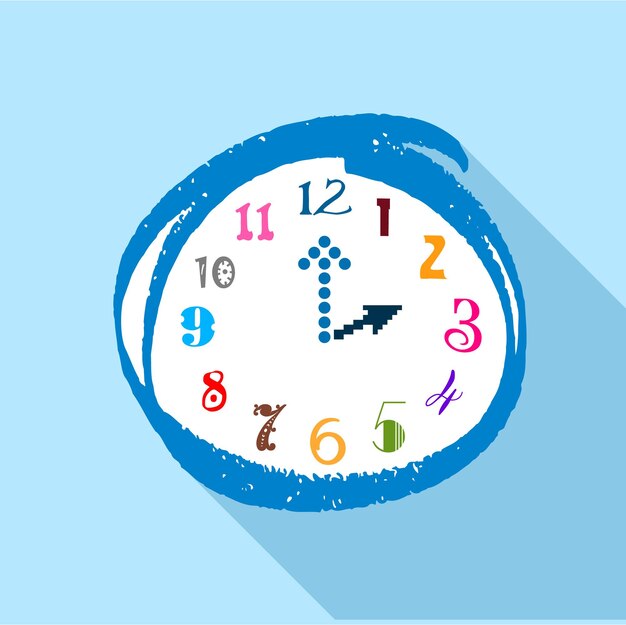 Watch with multicolored numbers icon Flat illustration of watch with multicolored numbers vector icon for web