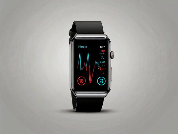 Vector a watch with a red and green heart symbol on the screen