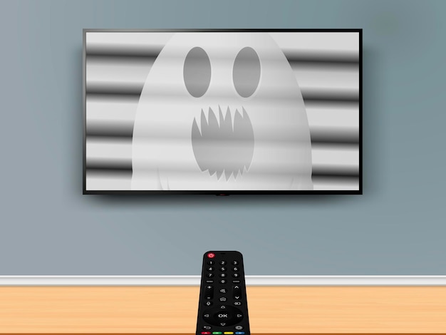 watching tv with horror scary movie