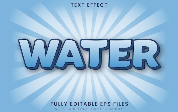 Water 3D-tekststijleffect Wit en blauw bewerkbaar teksteffect