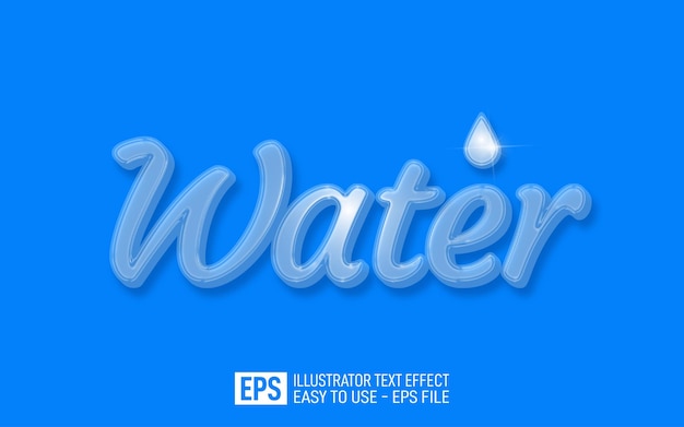 Vector water 3d text editable style effect template