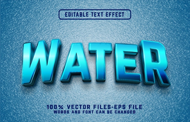 Water 3d text effect premium vectors