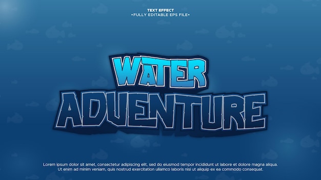 Water adventure animated text effect eps file format