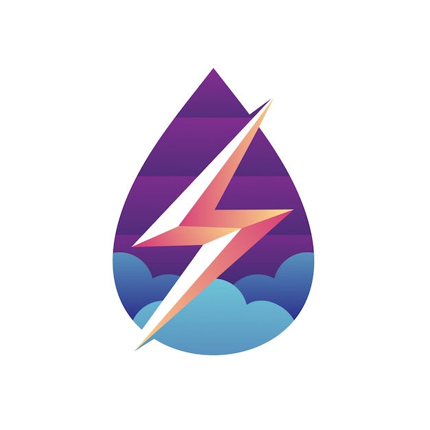 Дизайн логотипа «вода и удар молнии»