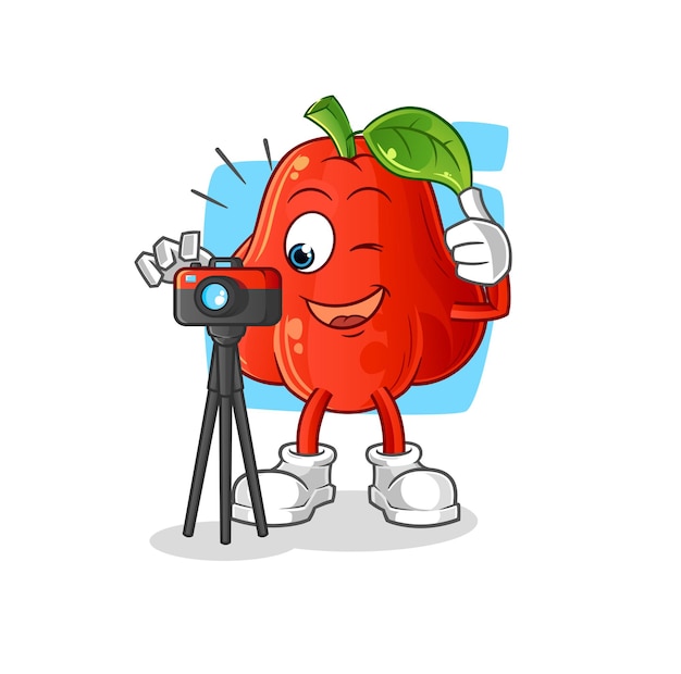 Water appel fotograaf karakter cartoon mascotte vector