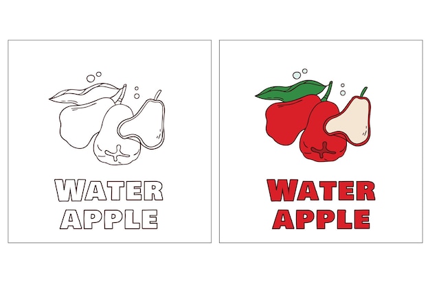 Vector water appel handgetekende kleurplaat