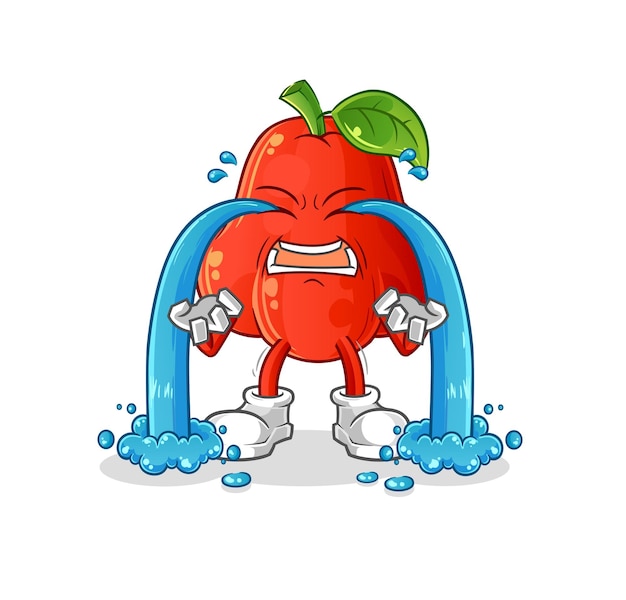 water apple crying illustration. character vector