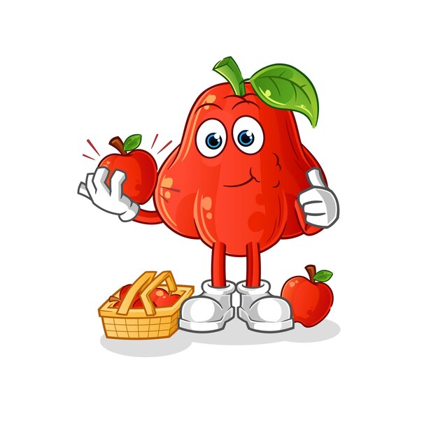 Water apple eating an apple illustration character vector