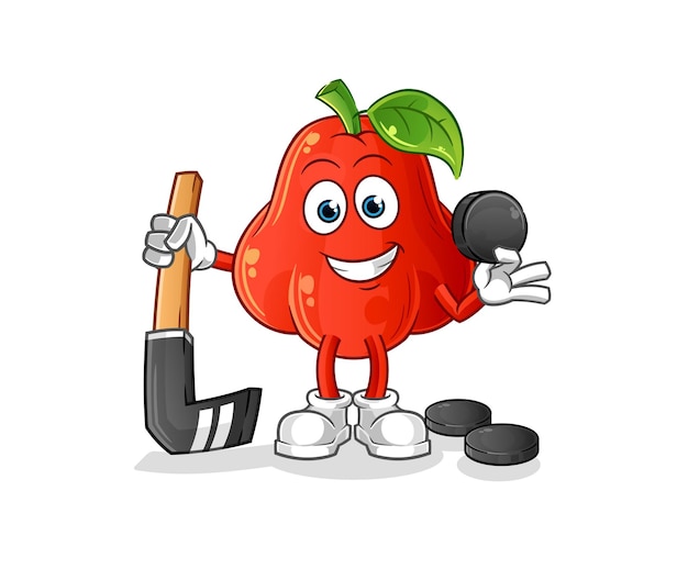 Water apple playing hockey vector cartoon character