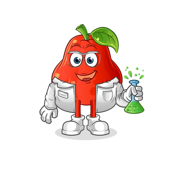 water apple scientist character. cartoon mascot vector