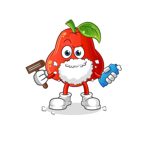 Water apple shave facial hair vector cartoon character