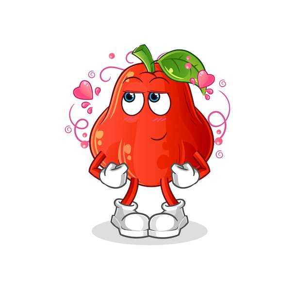 Water apple shy vector cartoon character