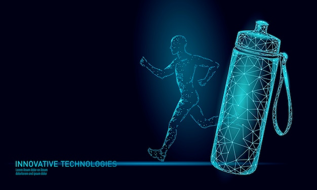 Water aquafles jogger rehydratatie concept. gezondheidszorg tegen uitdroging isotone elektrolytendrank. runner sportman illustratie.