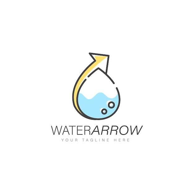 Water arrow logo design linear style