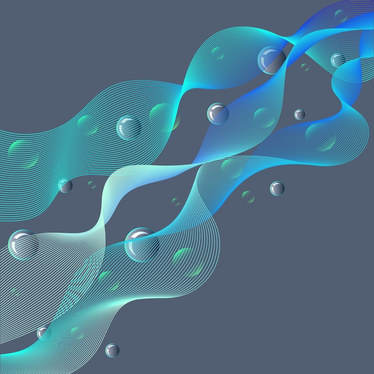 Vector water background with bubbles of air and fractal