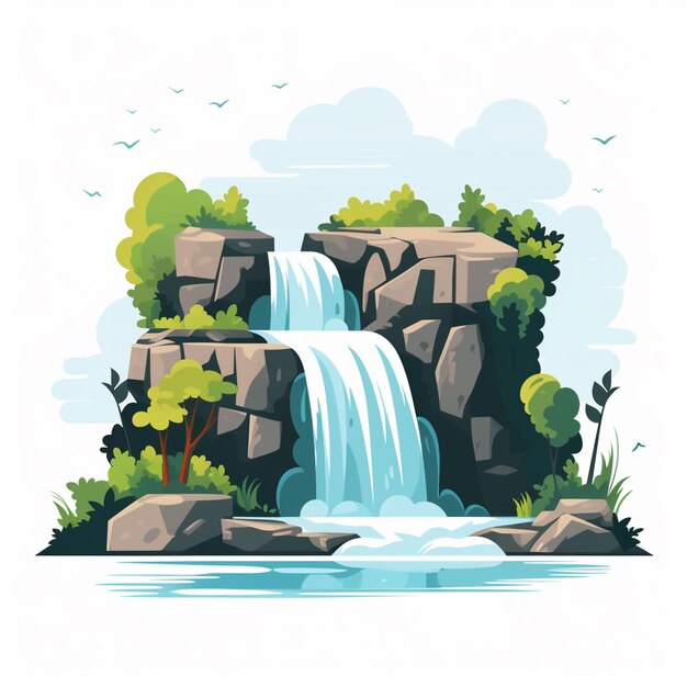 Vector water berg waterval rivier vector natuur cascade achtergrond illustratie val stroom