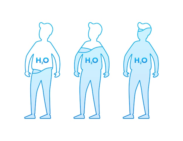 물 몸 균형 H2o 수준 건강한 라이프 스타일 벡터 재고 일러스트