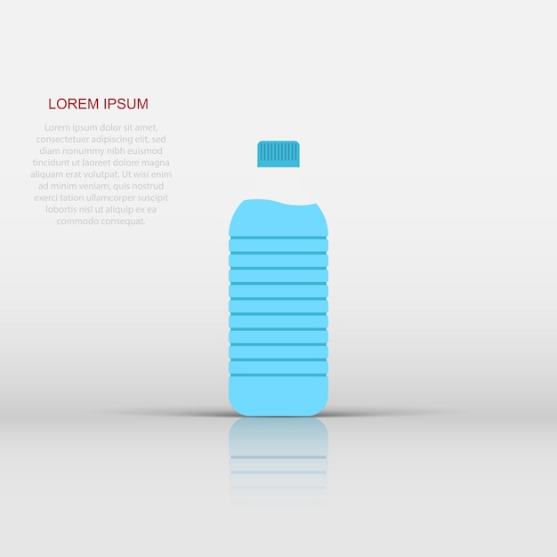 Water bottle icon in flat style Plastic soda bottle vector illustration on white isolated background Liquid water business concept