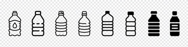 Water bottle line icon set