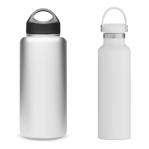 Вектор Бутылка с водой металлический термос макет спортивная бутылка