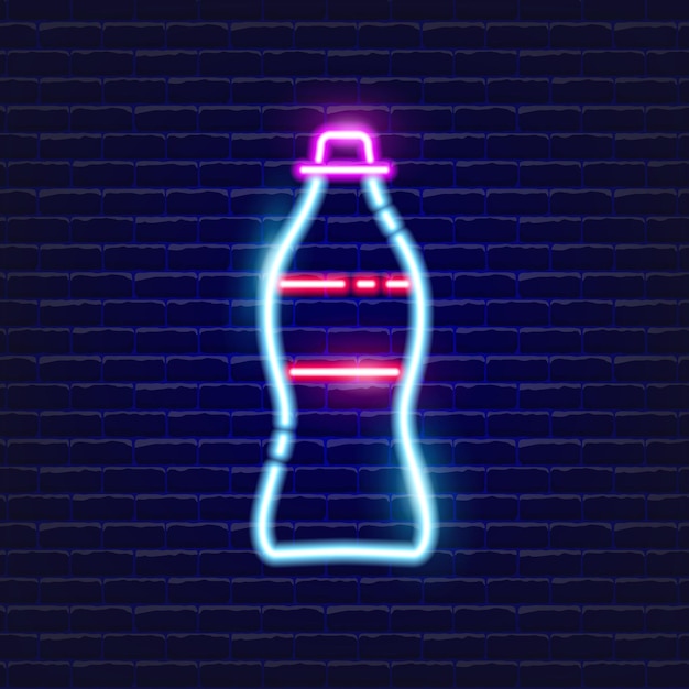 Water bottle neon icon Glowing Vector illustration icon for mobile web and menu design Drink concept