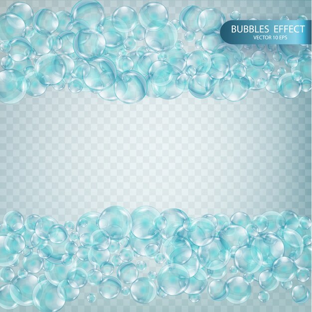 transparent soap bubble background border isolated on white vector