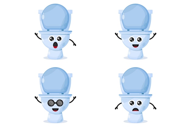 Water closet logo design character cute