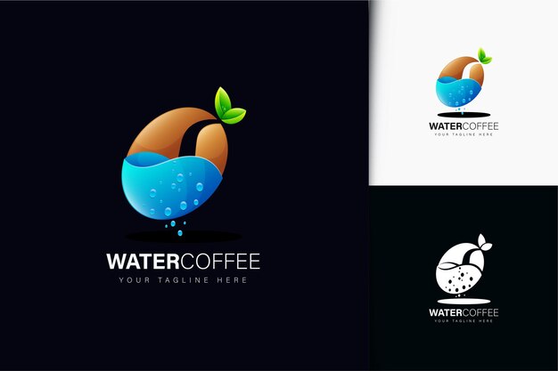 Water coffee logo design with gradient