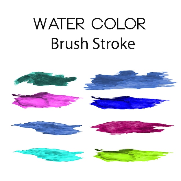 Vector water color brush stroke multi color set