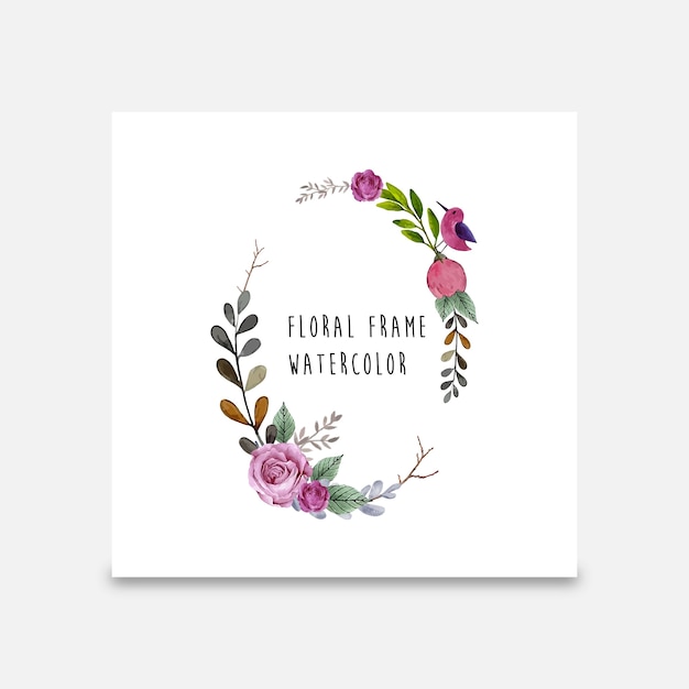 Vector water color flower frame