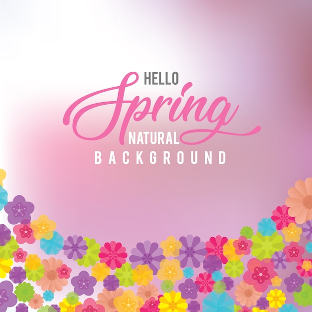 Vector water color nature background with spring flowers based pattern