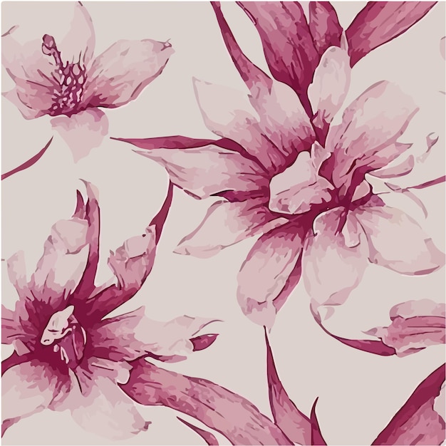 water color orchid flower pink pattern vector