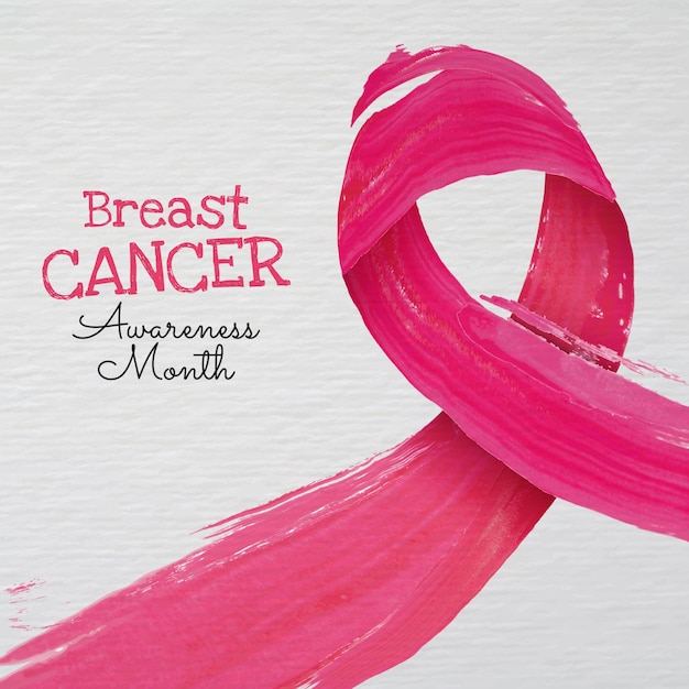 Water Color Pink Ribbon Breast Cancer Awareness Month