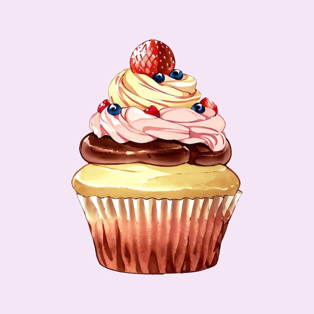 Water color vector Cupcakes