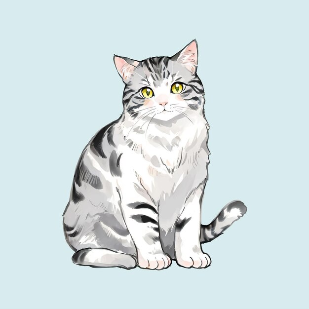 Water color vector cute Cat