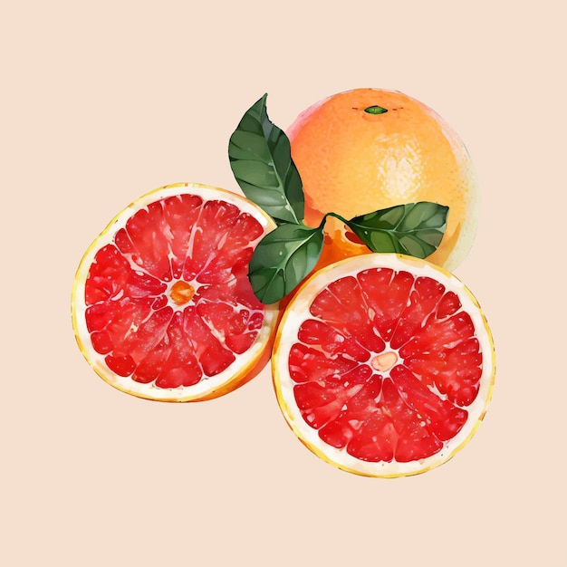 Vector water color vector grapefruit slices