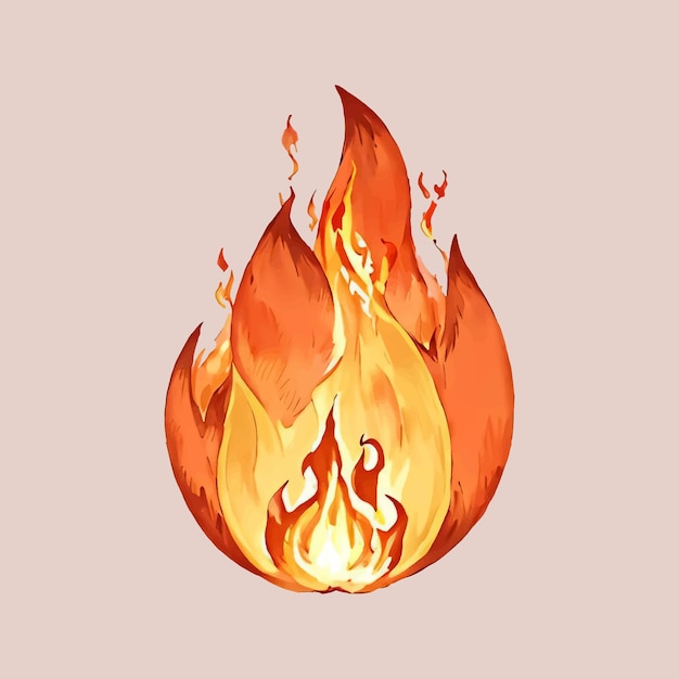 Vector water color vector simple fire burning