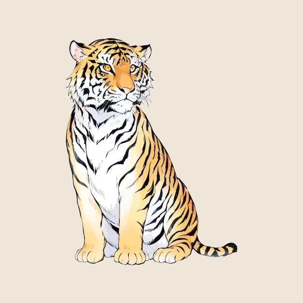 Vector water color vector tiger