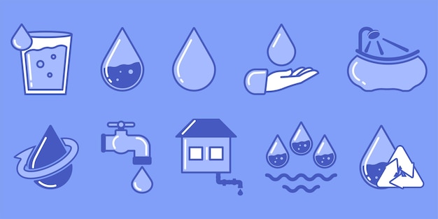 Vector water consumption icons