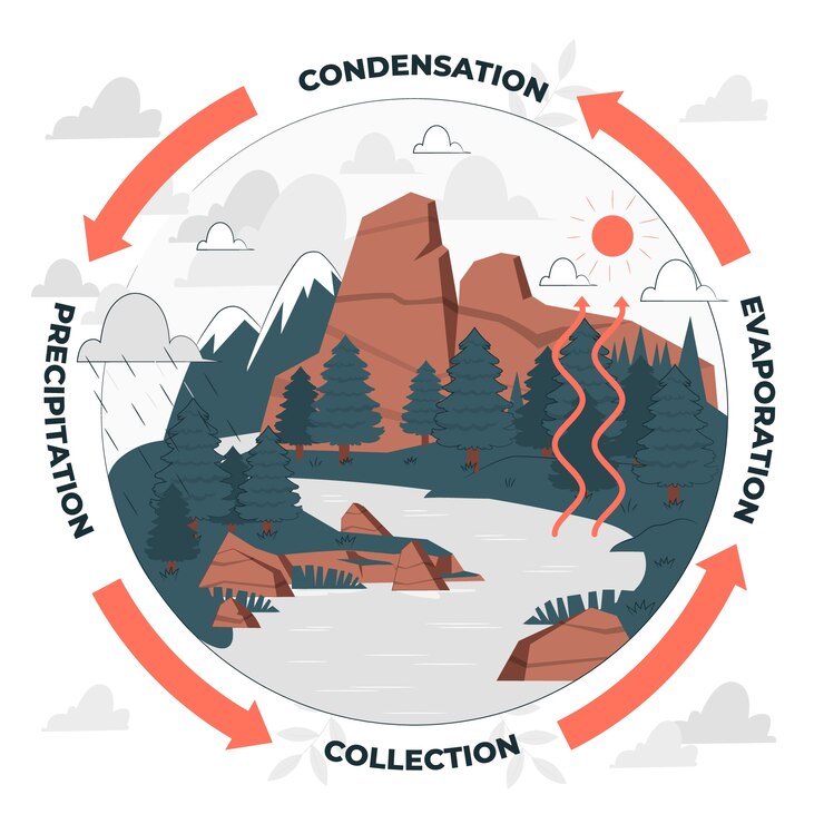 Vector water cycle concept illustration
