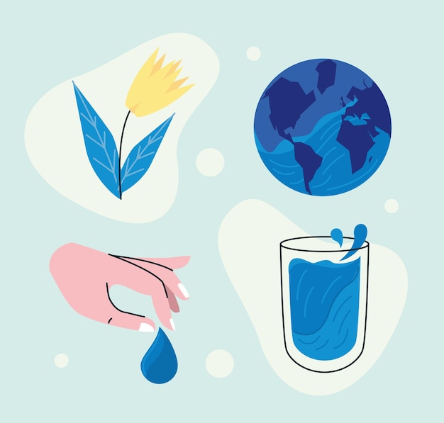 Vector water day four icons