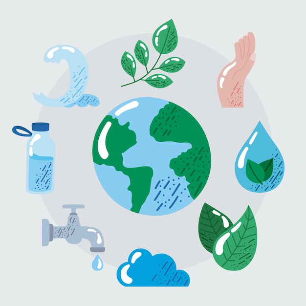 Vector water day icons around