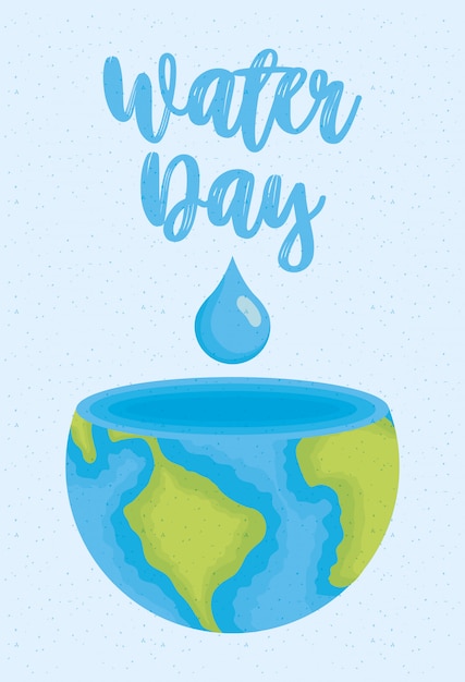 Water day illustration with world planet earth