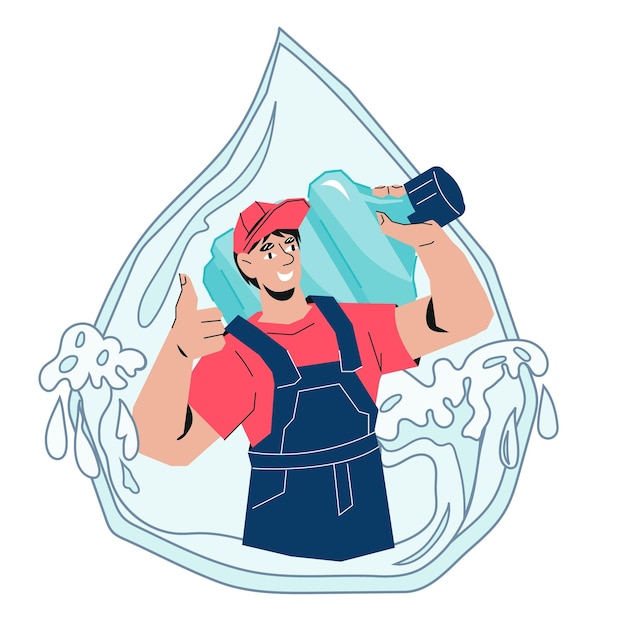 Water delivery emblem or logo element in shape of drop vector isolated