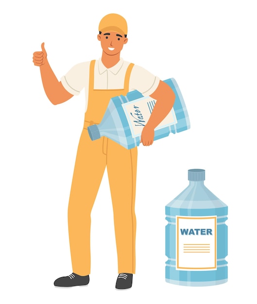 Water delivery fast service man worker vector