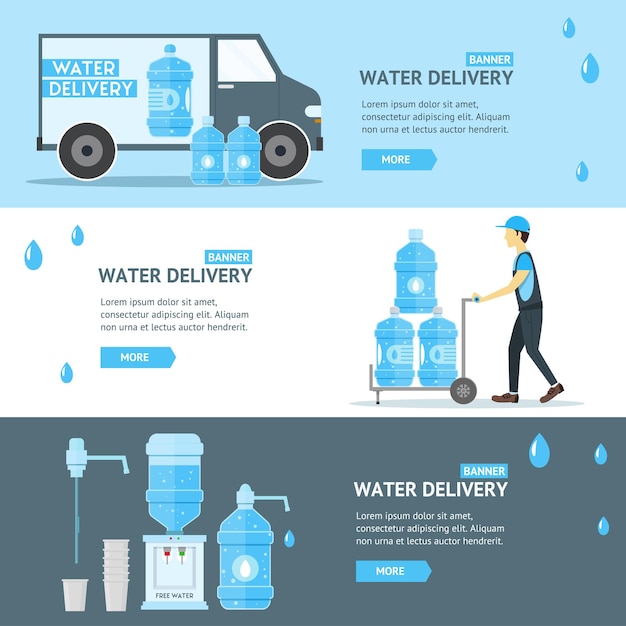 Water delivery service industry flat design style