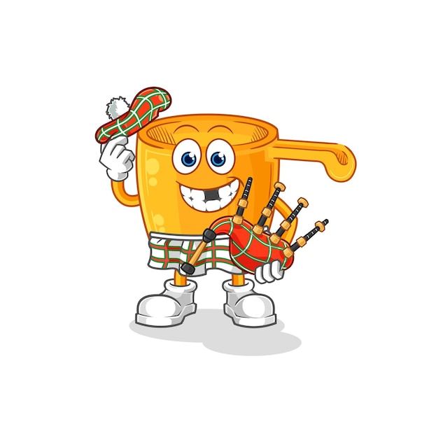 Water dipper scottish with bagpipes vector cartoon character