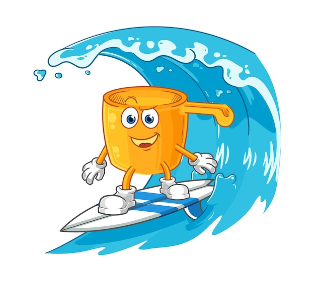 Water dipper surfing character cartoon mascot vector