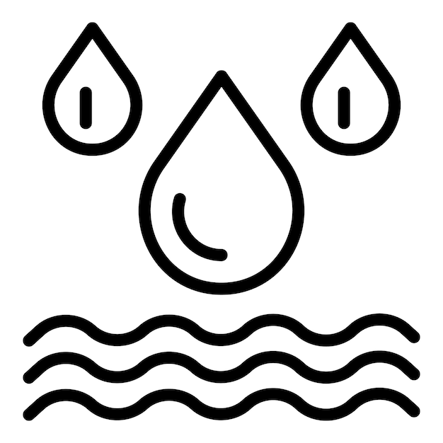 Значок дезинфекции воды Контур иконки вектора дезинфекции воды для веб-дизайна изолирован на белом фоне